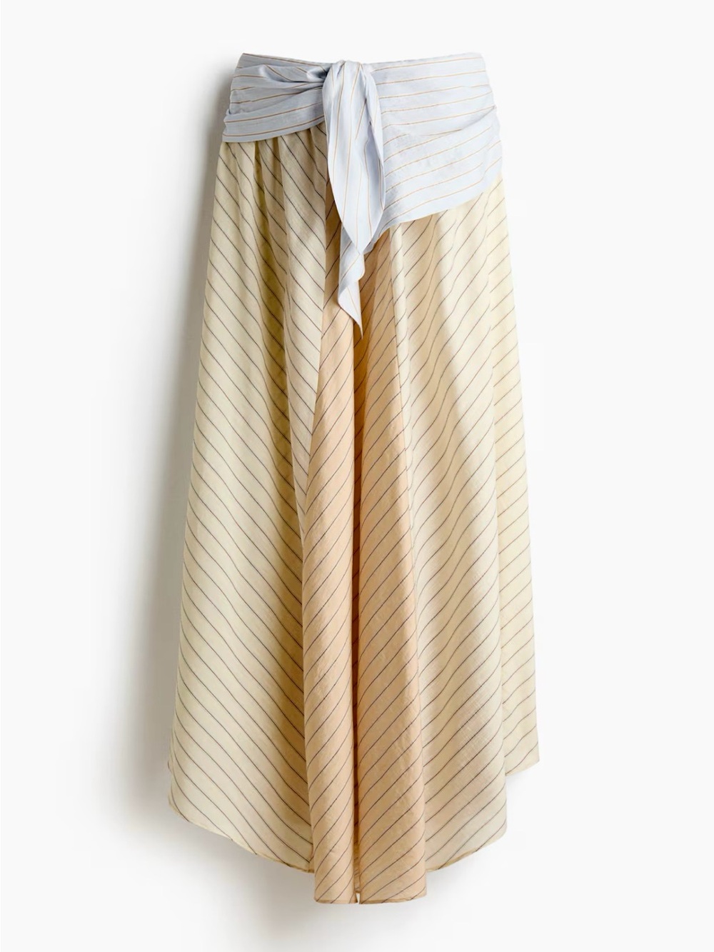 H&M EDITION NWT PALE YELLOW /STRIPED TIE-DETAIL BANDEAU DRESS - Picture 2 of 6